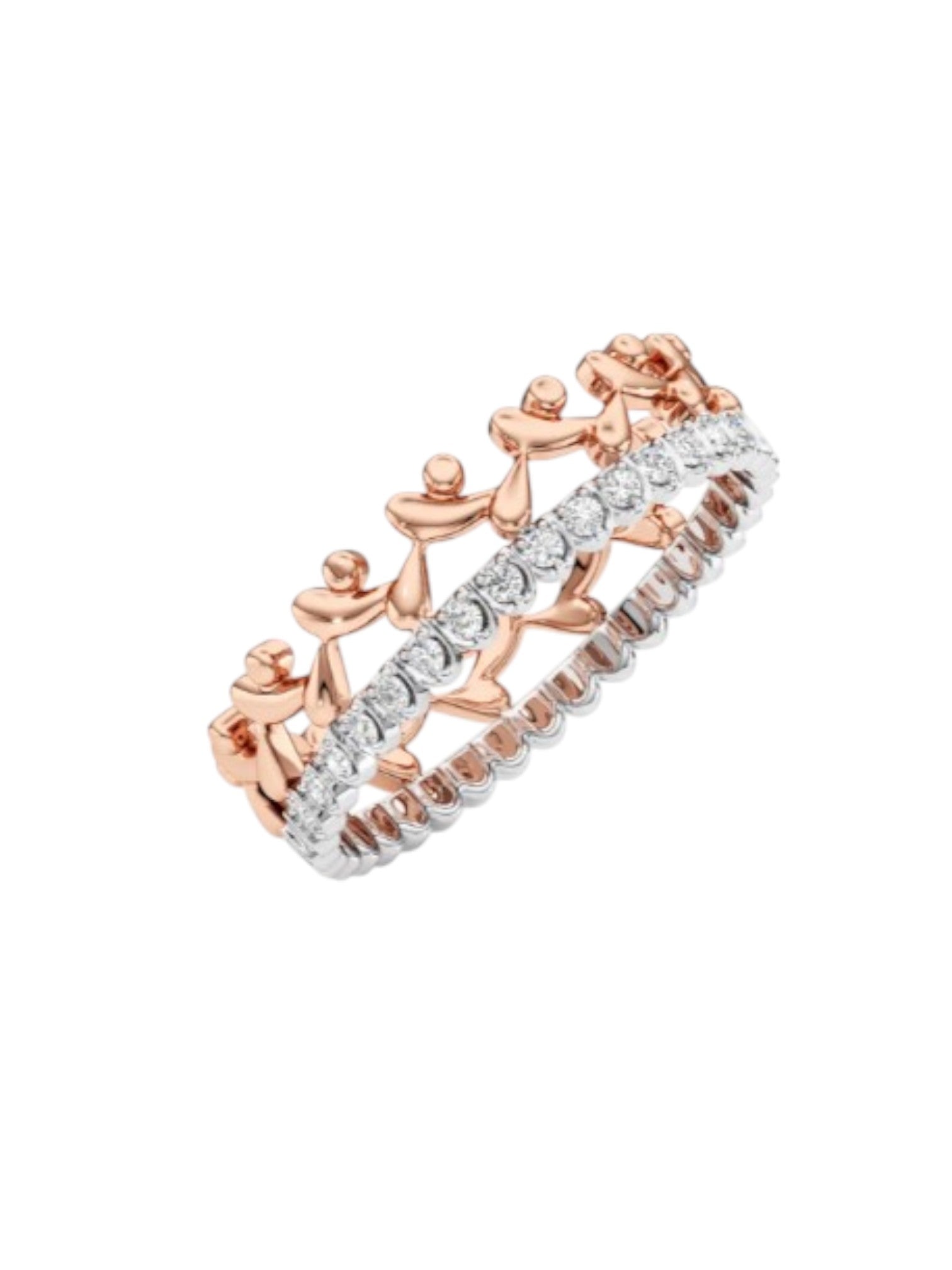 Tiara 925 Sterling Silver Rose Gold Plated CZ Stone Light Weight Ring For Women By Kesardeep